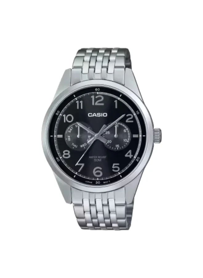 CASIO Men's Analog Display Watch With Silver Stainless Steel Strap - MTP-E340D-1AVDF