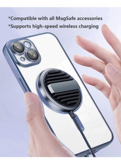 MIGOFAST IPhone 13Mini Magnetic Case for Case Compatible with MagSafe  Camera Lens Protector Plating Luxury Cover for Women Men Clear Soft TPU Shockproof Protective Phone Case iPhone 13Mini Blue  - Image 3
