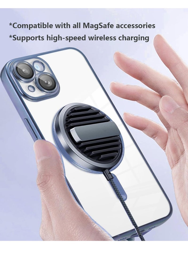MIGOFAST IPhone 13Mini Magnetic Case for Case Compatible with MagSafe  Camera Lens Protector Plating Luxury Cover for Women Men Clear Soft TPU Shockproof Protective Phone Case iPhone 13Mini Blue - Image 5