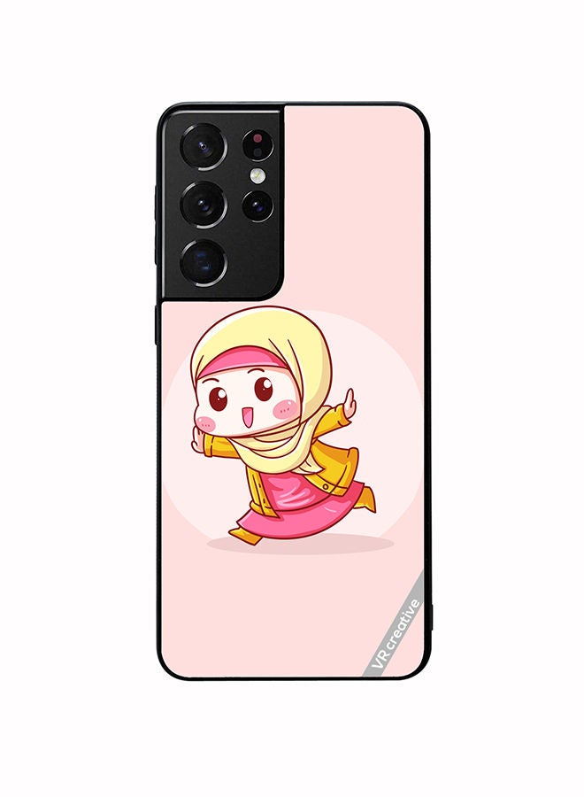VR CREATIVE Protective Case Cover For Samsung Galaxy S21 Ultra 5G Cute Lady In Hijab Design Multicolour - Image 1