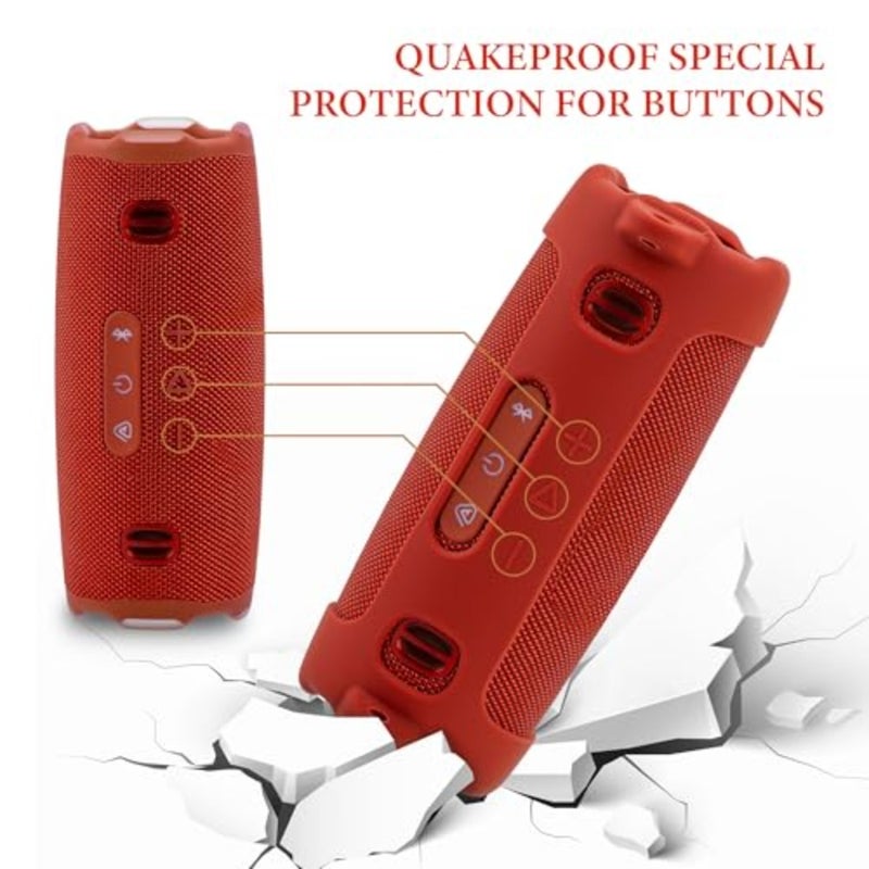 Silicone Case Compatible with JBL Charge 6, Lightweight Shockproof Speaker Cover with Shoulder Strap, Anti-Slip Protective Sleeve for Travel, Beach, Camping and Everyday Use Red - Image 4