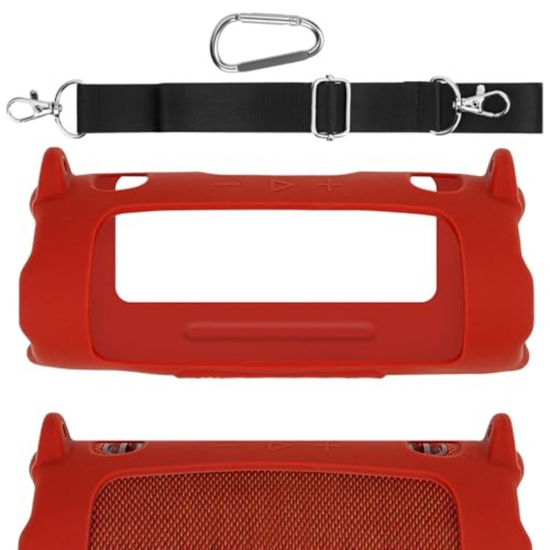 Silicone Case Compatible with JBL Charge 6, Lightweight Shockproof Speaker Cover with Shoulder Strap, Anti-Slip Protective Sleeve for Travel, Beach, Camping and Everyday Use Red - Image 1