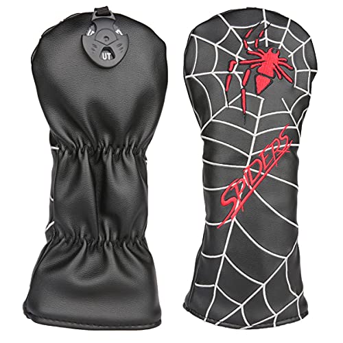 Golf Builder 4pcs/Set Spider Embroidery Black Golf Club Driver Fairway Wood Hybrid Head Covers 1 3 5 UT Covers - Image 4