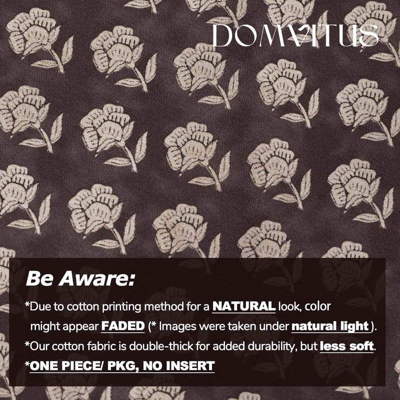 DOMVITUS Floral Pillow Covers 20x20 Throw Pillow Covers Decorative Farmhouse Block Floral Print Vintage Pillow Cover for Living Room Couch Bed  Dark Brown  1PC - Image 3