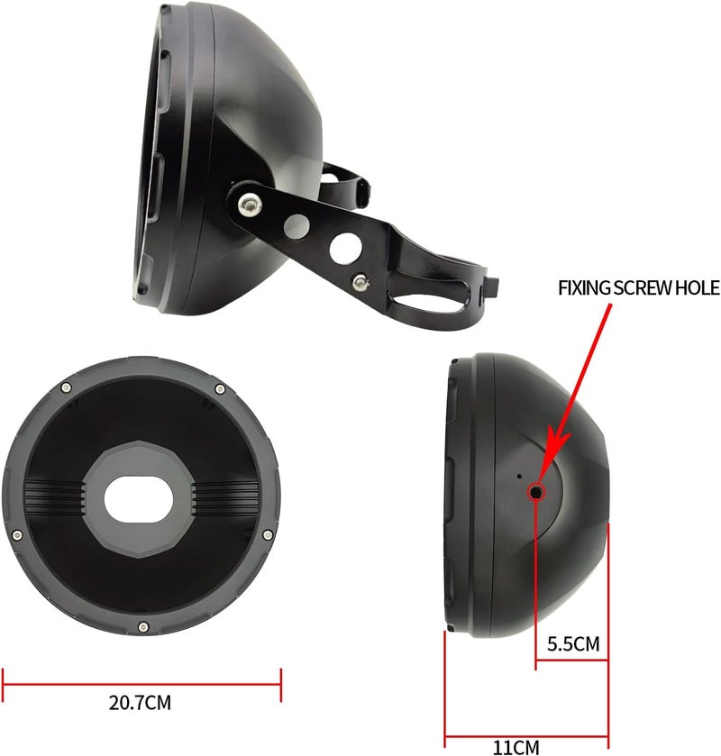 HARPUOU 7 Inch LED Motorcycle Headlight Housing Bucket with Side Mount Bracket - Image 2