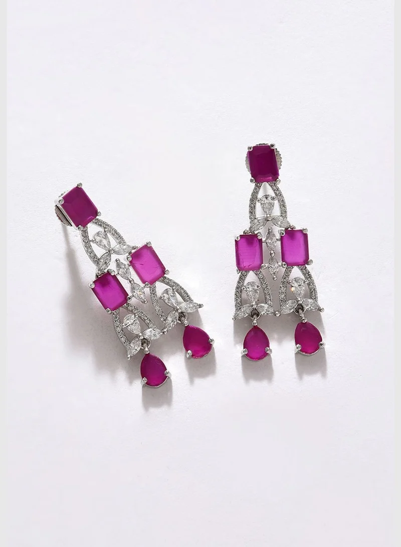 SOHI Silver Plated Designer Stone Necklace Set