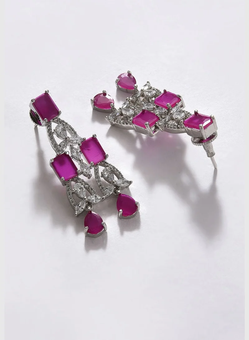 SOHI Silver Plated Designer Stone Necklace Set