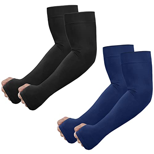 Newbyinn UV Sun Protection Arm Sleeves with Thumb Hole for Men Women Youth, Cooling Sleeve to Cover Tattoo, Mid-Compression - Image 1