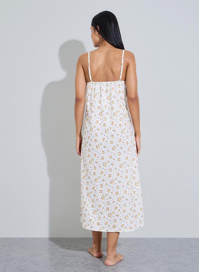 Styli Multi-Color All Over Floral Print Strappy Slip Nightdress - Image 4
