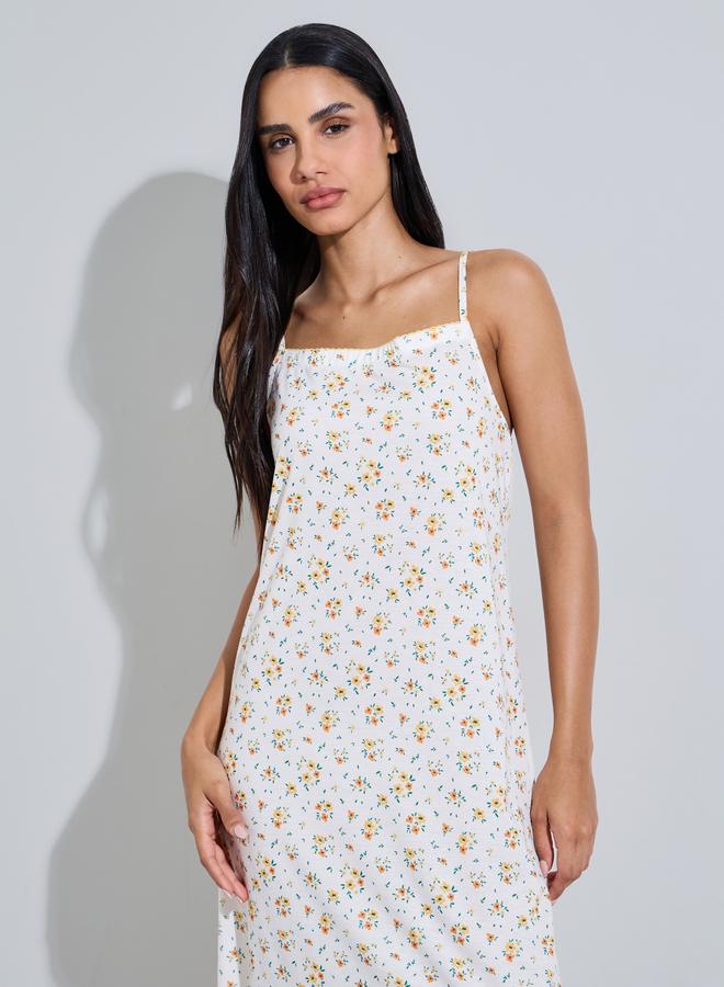 Styli Multi-Color All Over Floral Print Strappy Slip Nightdress - Image 2