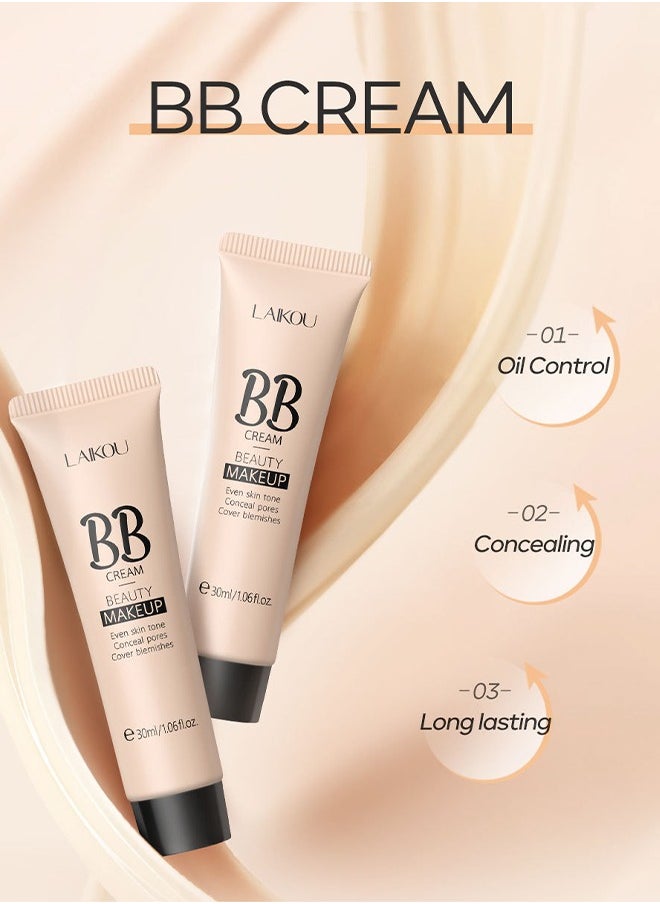 Laikou Hydrating Makeup BB Cream, Tinted Moisturizer Face Makeup BB Cream Foundation Waterproof Concealer Clean Brighten Color Correcting Cream Nude Makeup Long Lasting, Evens Skin Tone, Natural  - Image 5