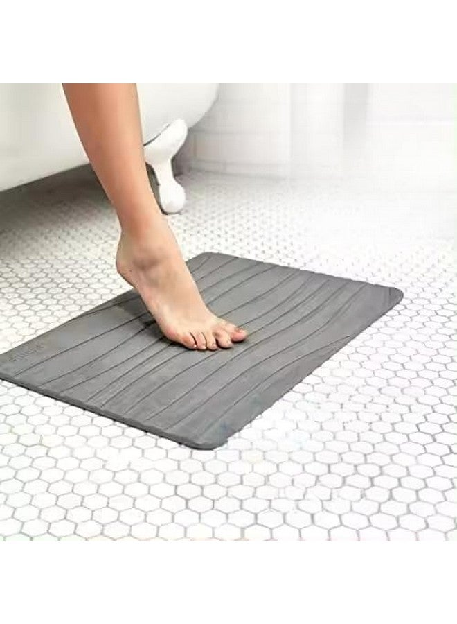 Home-Cloud حصائر حمام حجرية جافة من HomeCloud بريميوم | الحل البيئي الأمثل لامتصاص superior والثبات والأناقة في حمامك ومطبخك (رمادي داكن، 60x40 سم) - Image 1
