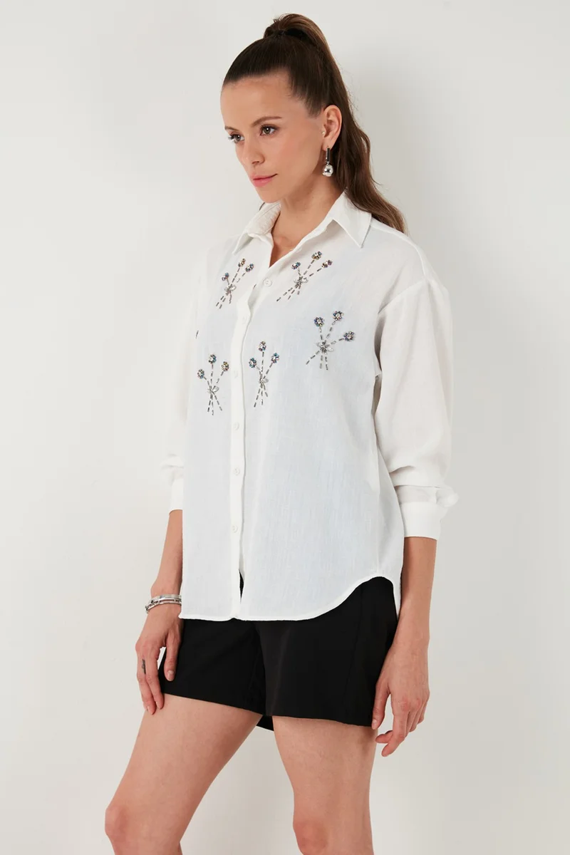 ليلا Shiny Stone Regular Fit Summer Shirt Women's Shirt 6113615