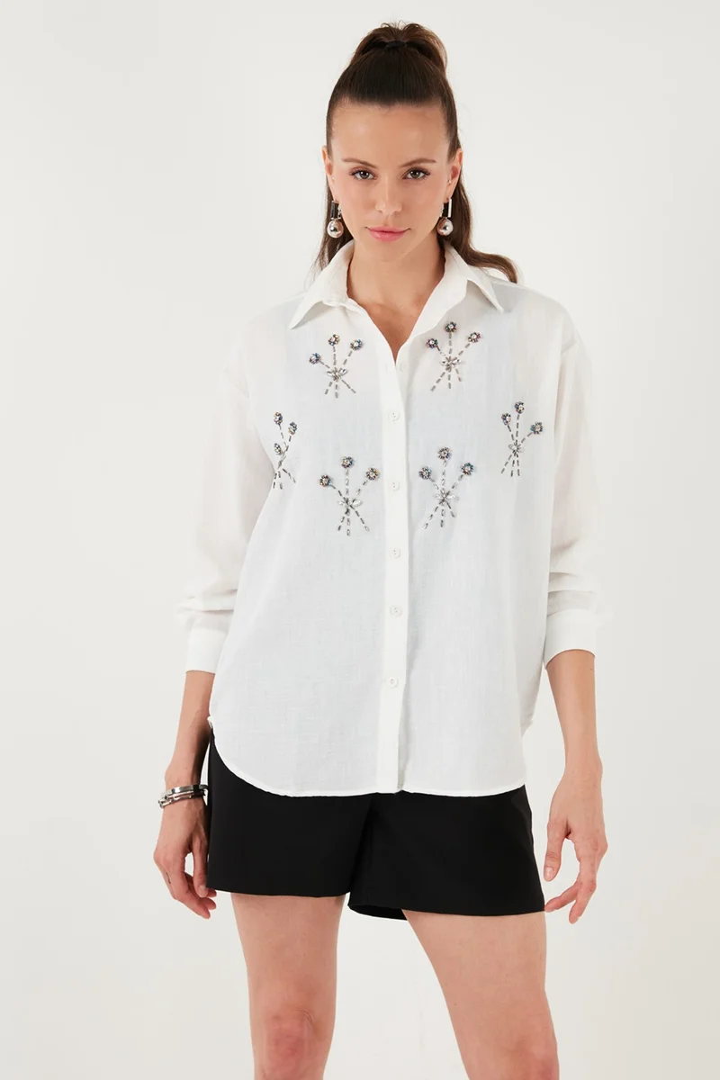 ليلا Shiny Stone Regular Fit Summer Shirt Women's Shirt 6113615