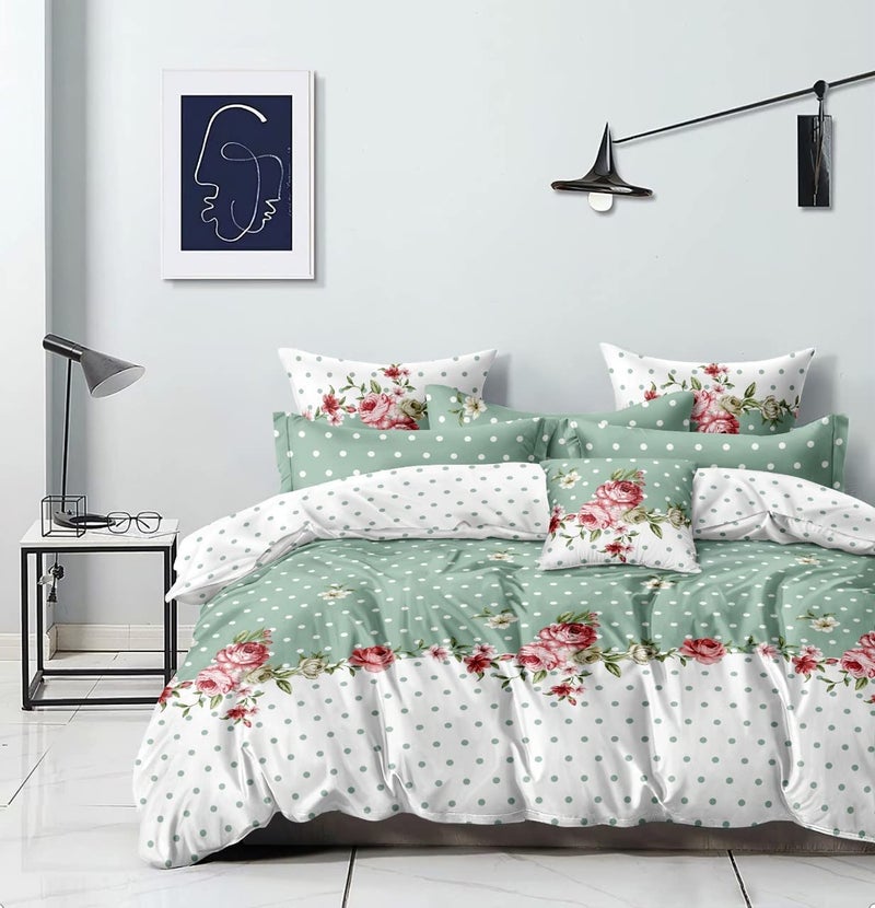 Castiqa Castiqa Premium Glace Cotton King Size Quilt CoverDuvet CoverRajai CoverBlanket Cover with Zipper 90 X 100 Inches Green  - Image 1