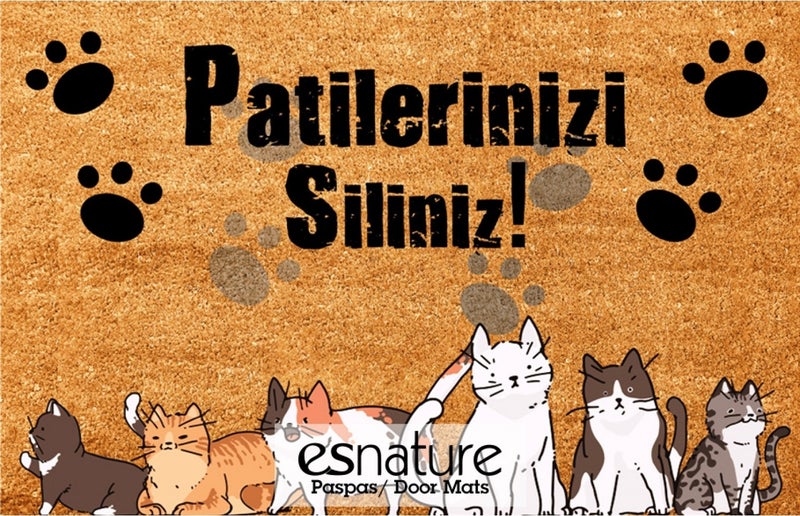 Esnature Doormat with Cat Pattern and Wipe Your Paws Written 45X70 cm  - Image 4