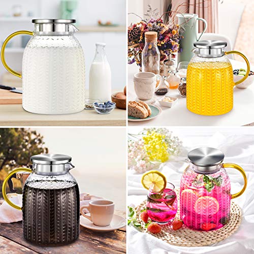 Aofmee 60oz Glass Pitcher, Water Pitcher with Lid, Iced Juice Jugs for Fridge, Glass Carafe for Cold or Hot Beverages, Sun Tea Jar, Easy Clean Heat Resistant Jug for Milk - Image 4