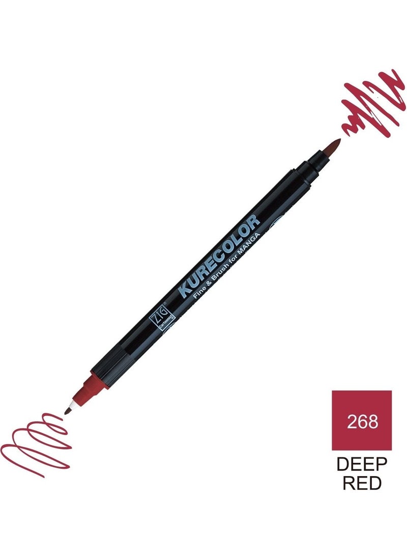 Zig Kurecolor Mangaka Fine&brush Double-Sided Pen CNKC-2200 No 268 Deep Red  - Image 5