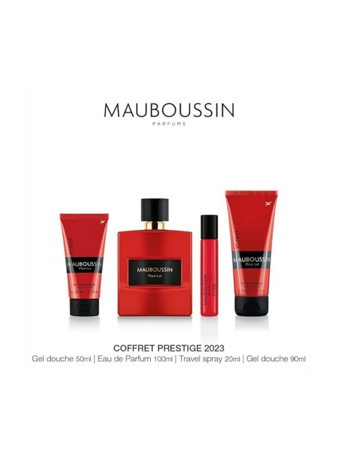 موبوسين SET MAUBOUSSIN POUR LUI IN RED PRESTIGE  EDP 100ML+ SH.GEL 90ML + SH.GEL 50ML+ 20ML EDP - Image 1