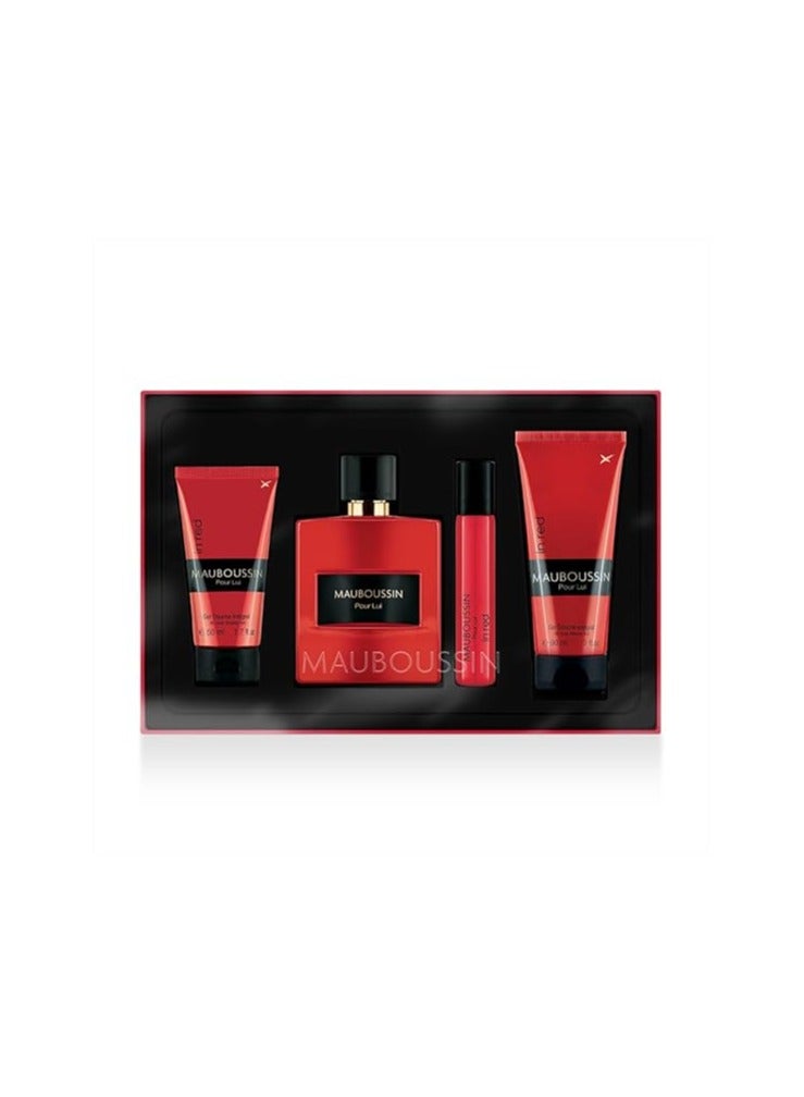 موبوسين SET MAUBOUSSIN POUR LUI IN RED PRESTIGE  EDP 100ML+ SH.GEL 90ML + SH.GEL 50ML+ 20ML EDP - Image 2