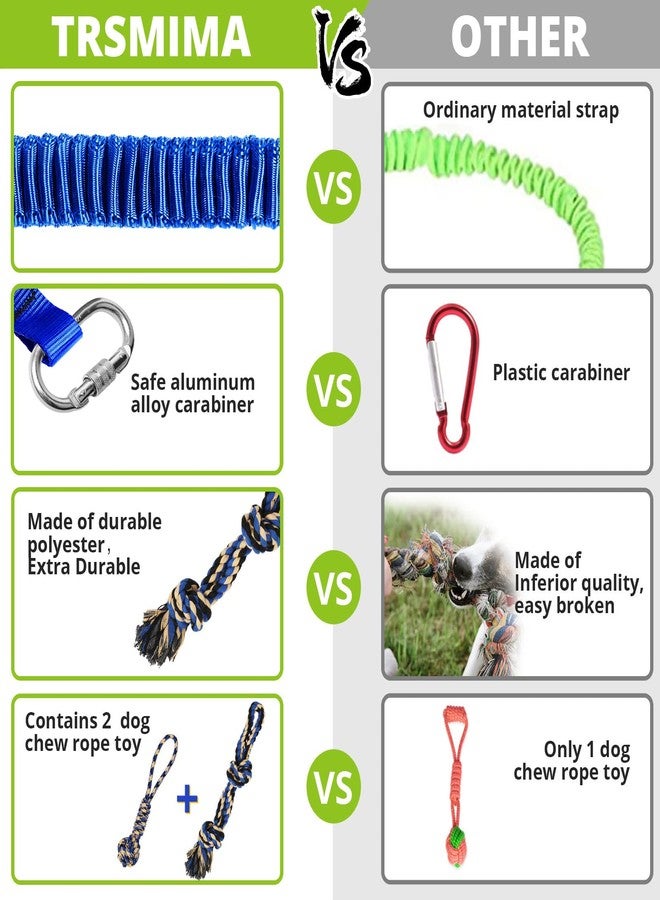 HOKINETY Dog Hanging Bungee Tug Toy: Interactive Tether Tug-of-War for Pitbull Small to Large Dogs to Exercise and Training Equipment - Outdoor Tree Tugger Dog Rope Toy with 2 Chew Rope Toys - Blue - Image 2