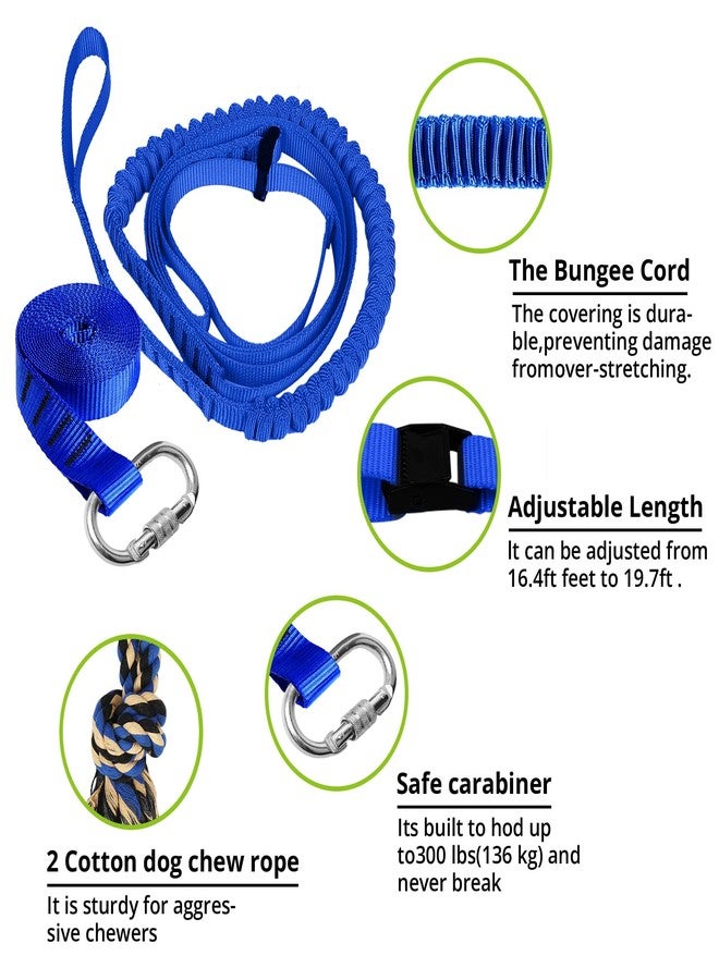 HOKINETY Dog Hanging Bungee Tug Toy: Interactive Tether Tug-of-War for Pitbull Small to Large Dogs to Exercise and Training Equipment - Outdoor Tree Tugger Dog Rope Toy with 2 Chew Rope Toys - Blue - Image 4