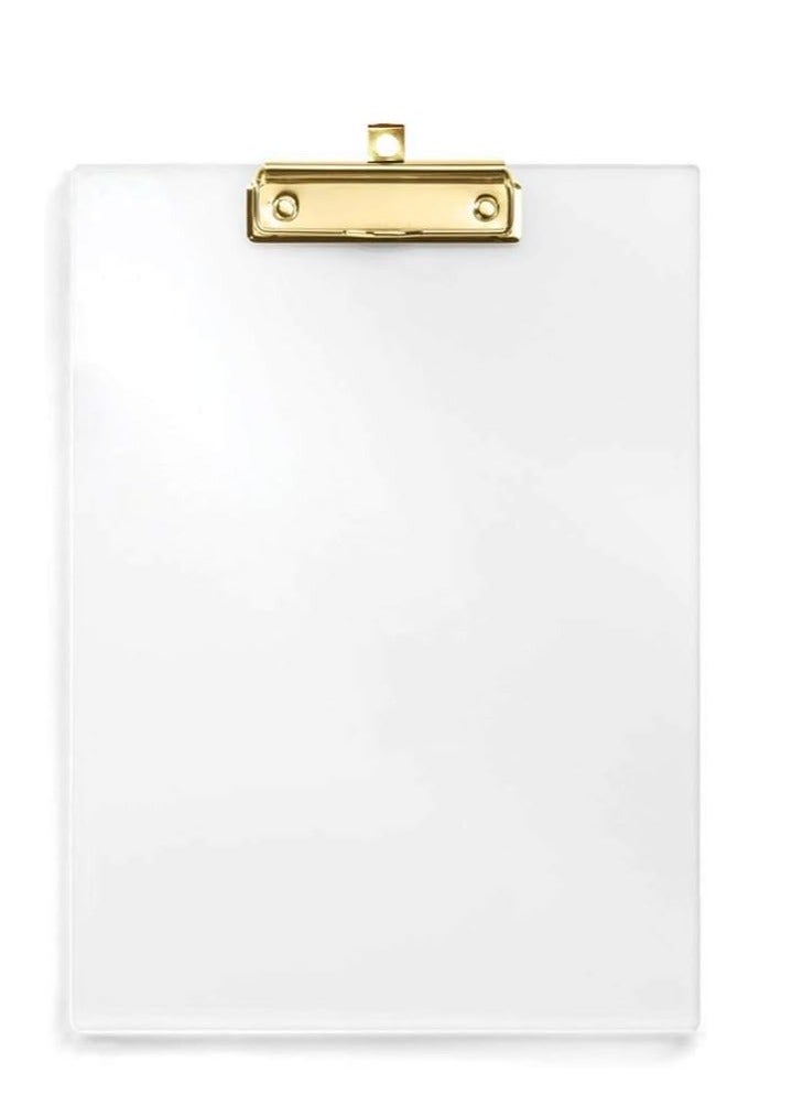 Omega Exam Board –  Colour: White board with premium metallic anodized clip.( clear) Thick Clear Acrylic Clipboard with Shiny  Finish Clip, Perfect for Modern Arts Lover, Fashion and Style Expert, Calligrapher, Office, Seminars,... - Image 1
