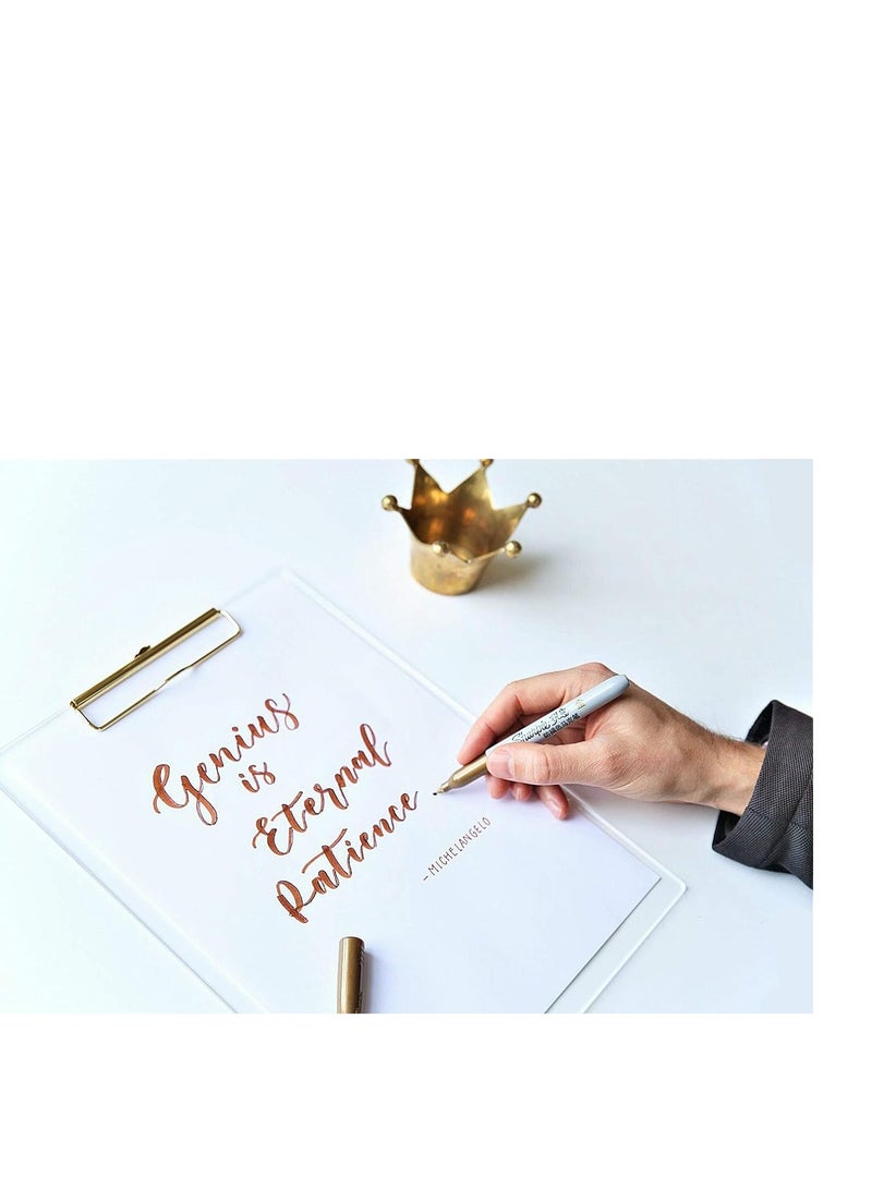 Omega Exam Board –  Colour: White board with premium metallic anodized clip.( clear) Thick Clear Acrylic Clipboard with Shiny  Finish Clip, Perfect for Modern Arts Lover, Fashion and Style Expert, Calligrapher, Office, Seminars,... - Image 4