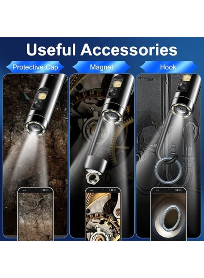 BlueFire Dual Lens Endoscope Inspection Camera 1080P HD Dual Camera Borescope with Front & Side Lens, 5M Semi-Rigid Cable, IP68 Waterproof Inspection Camera with LED Lights, USB-C Endoscope Camera with Lightning & Micro USB Adapters, Compatible with Android iOS Smartphones & Tablets for Car Repair, Pipe, Wall, Sewer & Machinery Inspection - Image 2