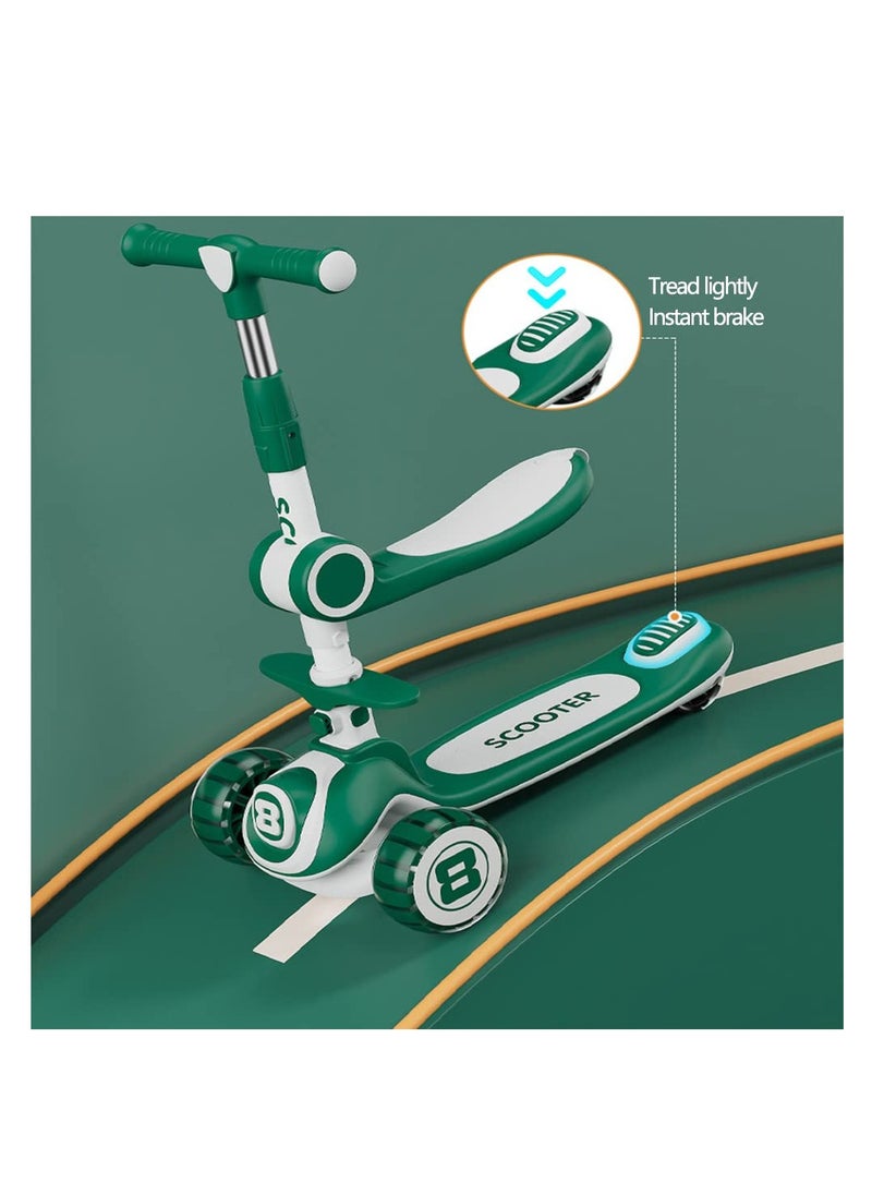 Arabest - 3 in 1 Kids Pedal Scooter, 4 Height Adjustable Removable Seats, PU LED Wheels, 3 Wheels Kids Scooter for Girls and Boys Outdoor Learning - Image 1
