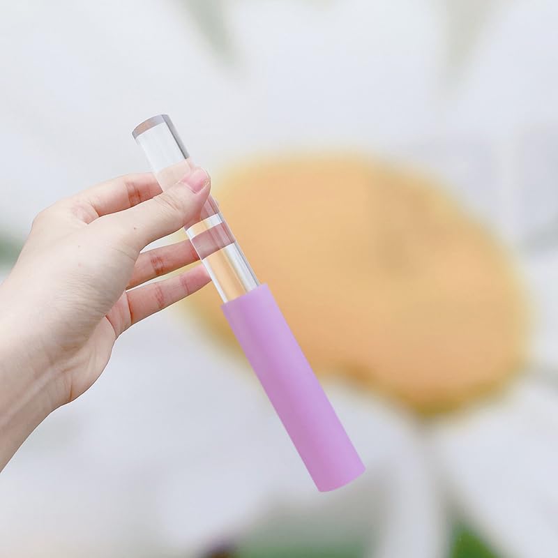 UPCEED Singing Bowl Mallet Clear Solid Acrylic Base Rubber Striker Mallet for Playing Quartz Crystal Singing Bowls with Bundle Pocket(Purple) - Image 5