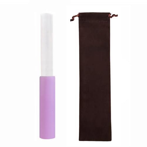 UPCEED Singing Bowl Mallet Clear Solid Acrylic Base Rubber Striker Mallet for Playing Quartz Crystal Singing Bowls with Bundle Pocket(Purple) - Image 1