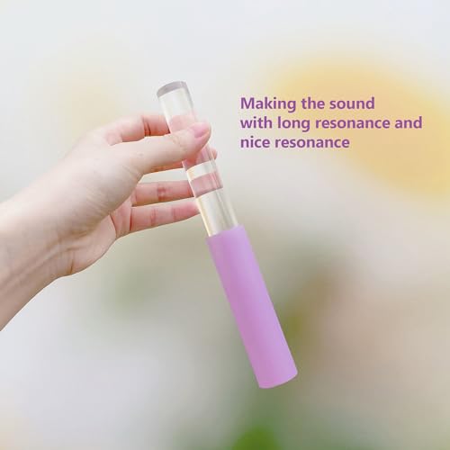 UPCEED Singing Bowl Mallet Clear Solid Acrylic Base Rubber Striker Mallet for Playing Quartz Crystal Singing Bowls with Bundle Pocket(Purple) - Image 2
