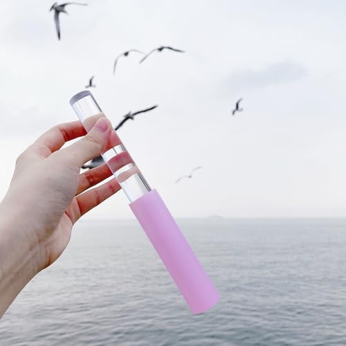 UPCEED Singing Bowl Mallet Clear Solid Acrylic Base Rubber Striker Mallet for Playing Quartz Crystal Singing Bowls with Bundle Pocket(Purple) - Image 3