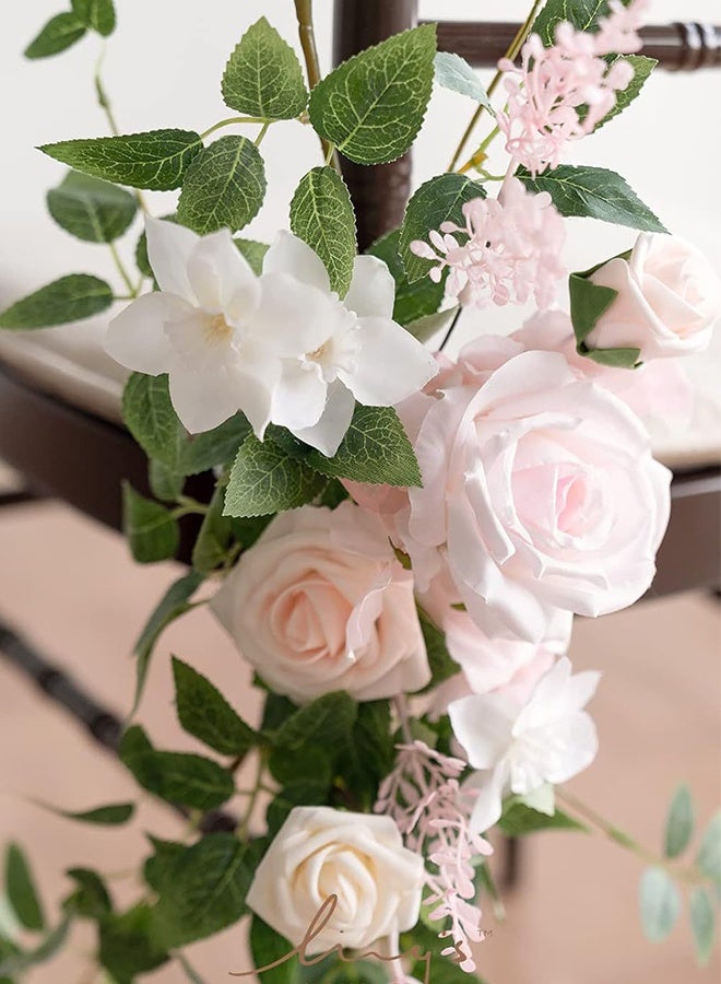 DUNISO Wedding Aisle Chair Decorations, Chiffon Chairs Sashes with Artificial Eucalyptus Leaves Stems and Flowers for Wedding Party Banquet Restaurant Hotel Chair Decoration - Image 5