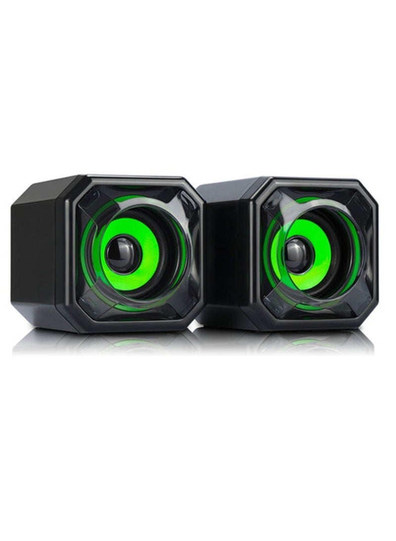 Wesdar Computer Speakers, 3.5mm USB Powered Subwoofer PC Speakers for Desktop Laptop Notebook, Pack of 2 (Green)  - Image 3