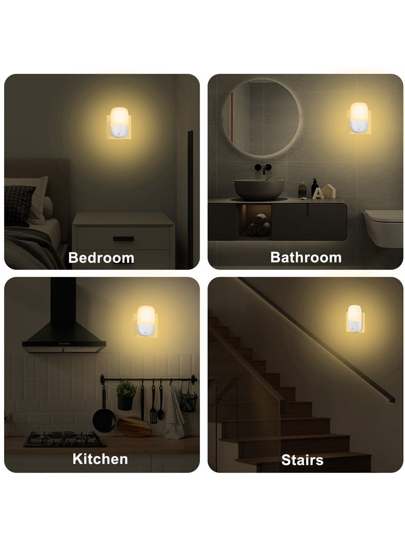 2-Pack Motion Sensor Dimmable Night Light, Night Lights Plug into Wall, LED Adjustable Brightness Wall Light for Kids Bedroom, Bathroom, Hallway, Kitchen, Stairway