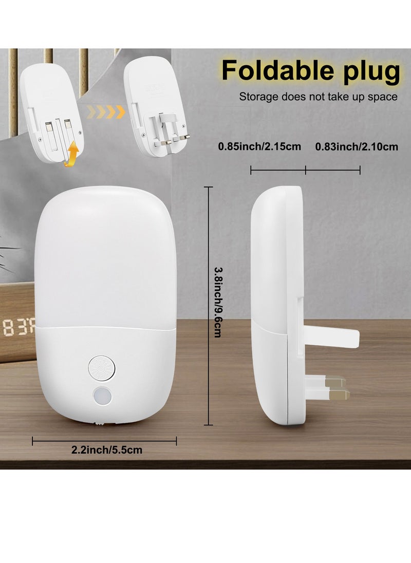 2-Pack Motion Sensor Dimmable Night Light, Night Lights Plug into Wall, LED Adjustable Brightness Wall Light for Kids Bedroom, Bathroom, Hallway, Kitchen, Stairway