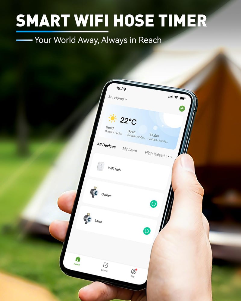 RAINPOINT WiFi Water Timer, Sprinkler Timer for Garden Hose, Smart Automatic Irrigation System with Brass Inlet for Yard, Lawn, APP Remote Control via 2.4Ghz WiFi and Bluetooth - Image 3