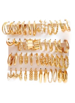SYOSI 24 Pairs Gold Hoop Earrings for Women Set, Lightweight Hypoallergenic Hoops Chunky Gold Dangle Earrings Dangle Gold Earrings Chunky Gold Hoop Earring Set Elegant Hoop Earrings for Gift  - Image 1