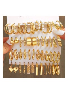 SYOSI 24 Pairs Gold Hoop Earrings for Women Set, Lightweight Hypoallergenic Hoops Chunky Gold Dangle Earrings Dangle Gold Earrings Chunky Gold Hoop Earring Set Elegant Hoop Earrings for Gift  - Image 2