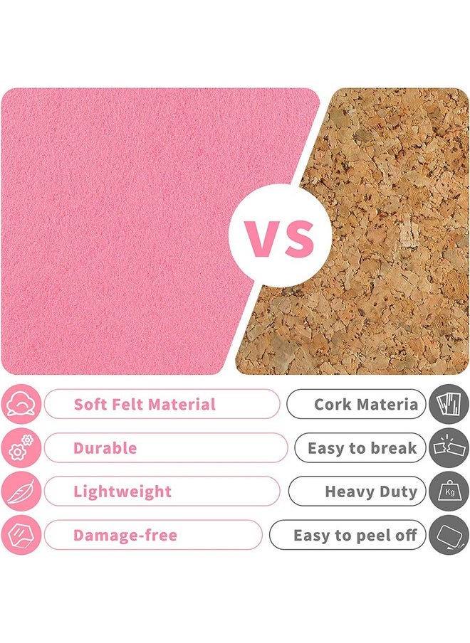 Xemz - 6 Pcs Hexagon Felt Wall Tiles, Self Adhesive Cork Board Hexagon Bulletin Boards With Push Pins, Large Size Felt Cork Board Tiles Memo Notice Board For Office Classroom Bedroom Home Wall Decor (Pink) - Image 1