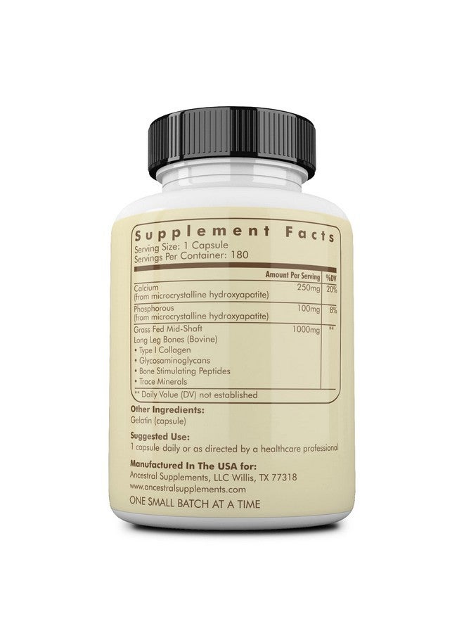 Ancestral Supplements Grass Fed Beef Living Bone Supplement, Bone Meal Capsules Support Bone Health, Oral and Joint Health and Flexibility, Non-GMO, 180 Capsules - Image 2