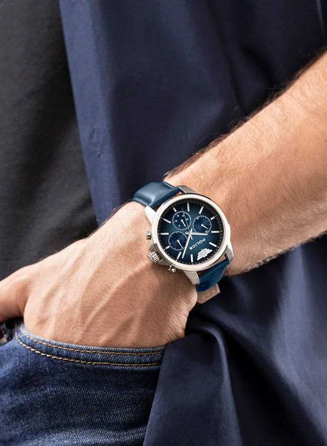 POLICE POLICE - Mensor Watch For Men Blue Dial Blue Leather Strap - PEWJF0006301