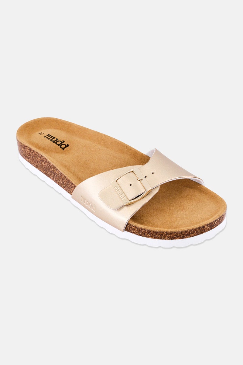 Mudd Women Slip On Cork Sandals, Gold - Image 1