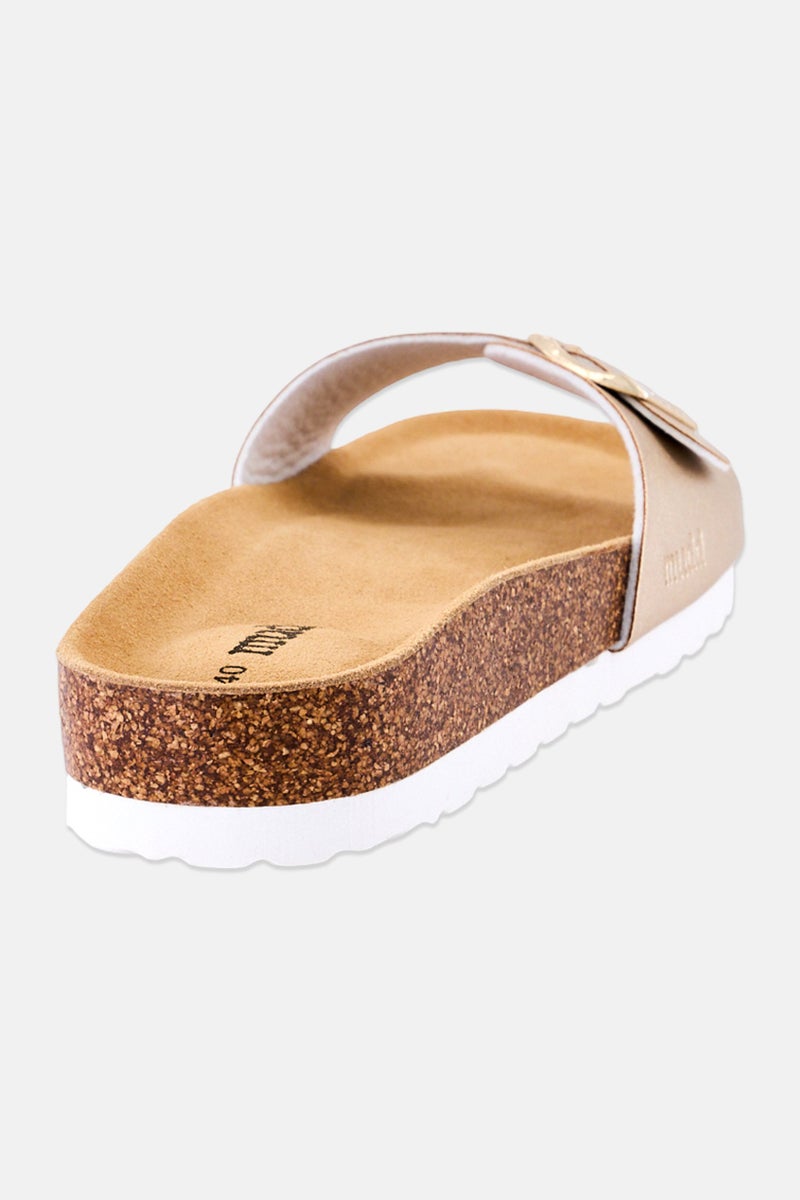 Mudd Women Slip On Cork Sandals, Gold - Image 3