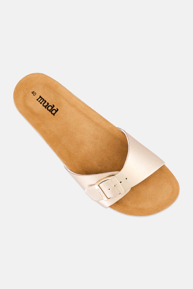 Mudd Women Slip On Cork Sandals, Gold - Image 4