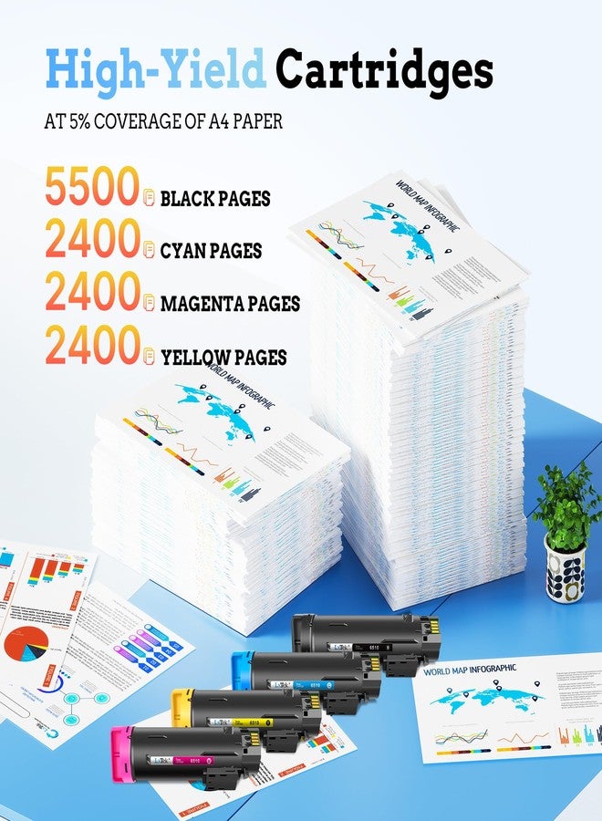 LxTek Compatible Toner Cartridge 6510 6515 106R03480 106R03477 106R03478 - Image 3