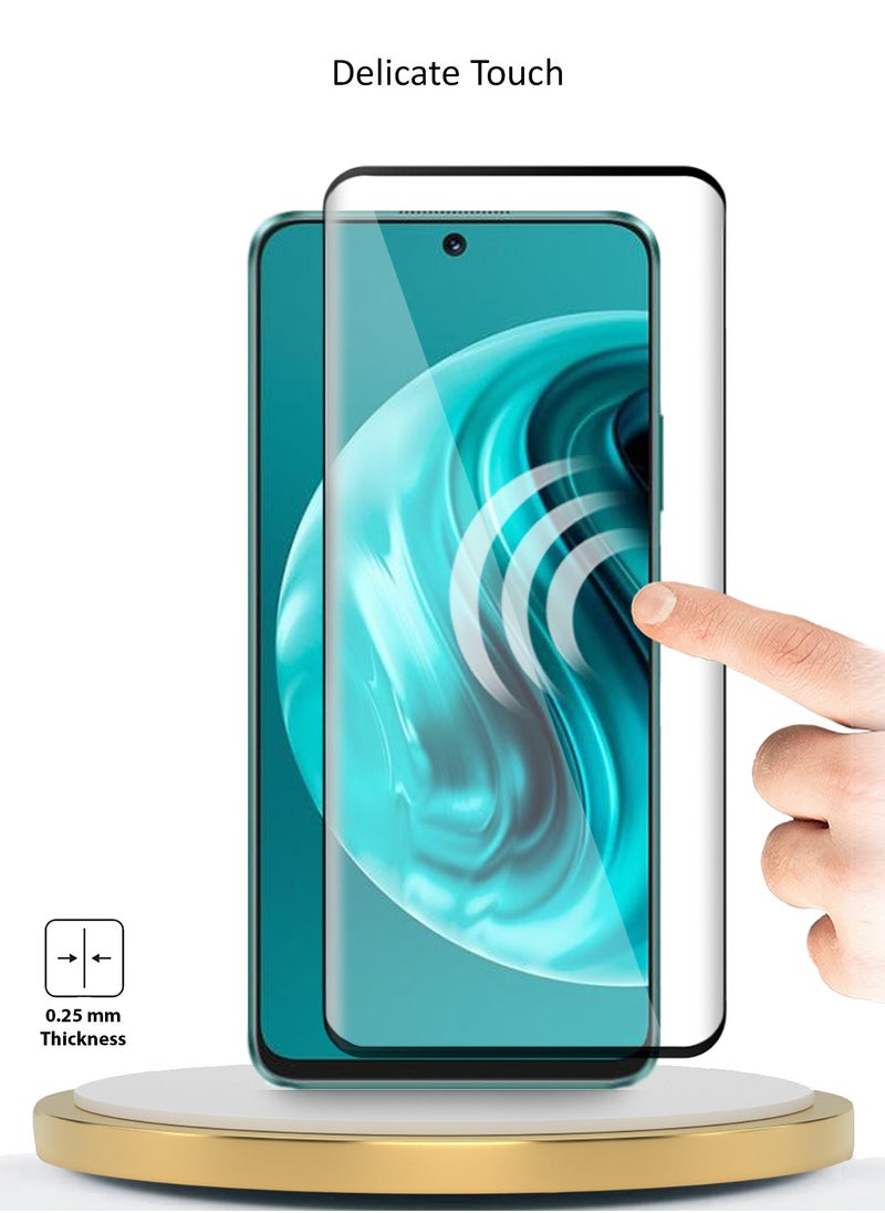 دبليو تيك واقي شاشة من الزجاج المقوى Huawei Nova 12i 4G 2024 Premium E2E Full Glue (MSGECN) - شفاف / أسود  - Image 4