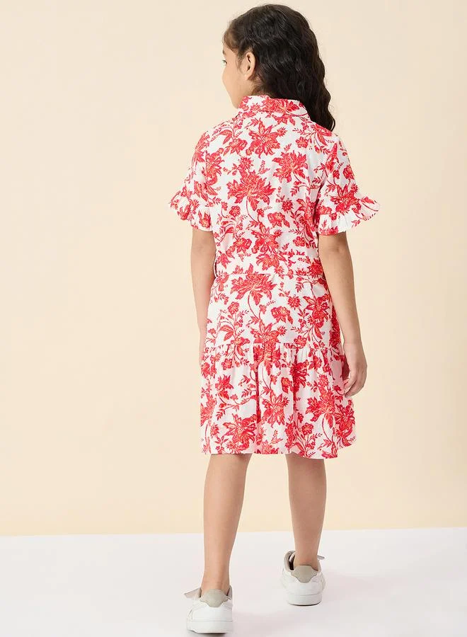 Stylo Bug Girls Red Floral A-Line Mini Dress